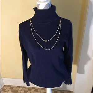 Rib knit turtleneck sweater